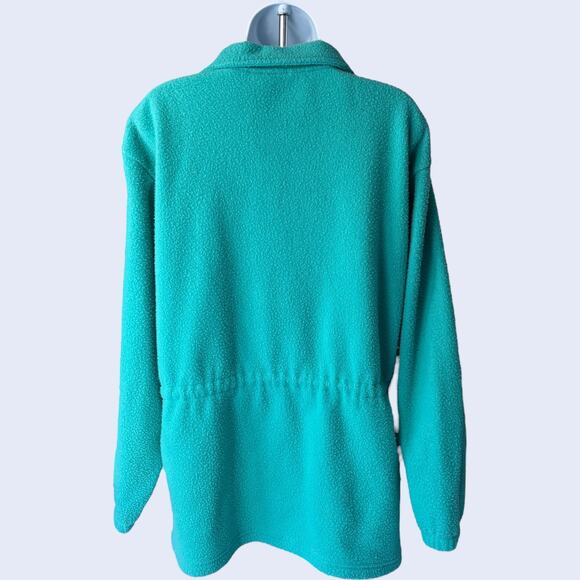 Pro Spirit M 90s Fleece Jacket Teal Full Zip Elastic Waist Y2K Athletic - Picture 2 of 5